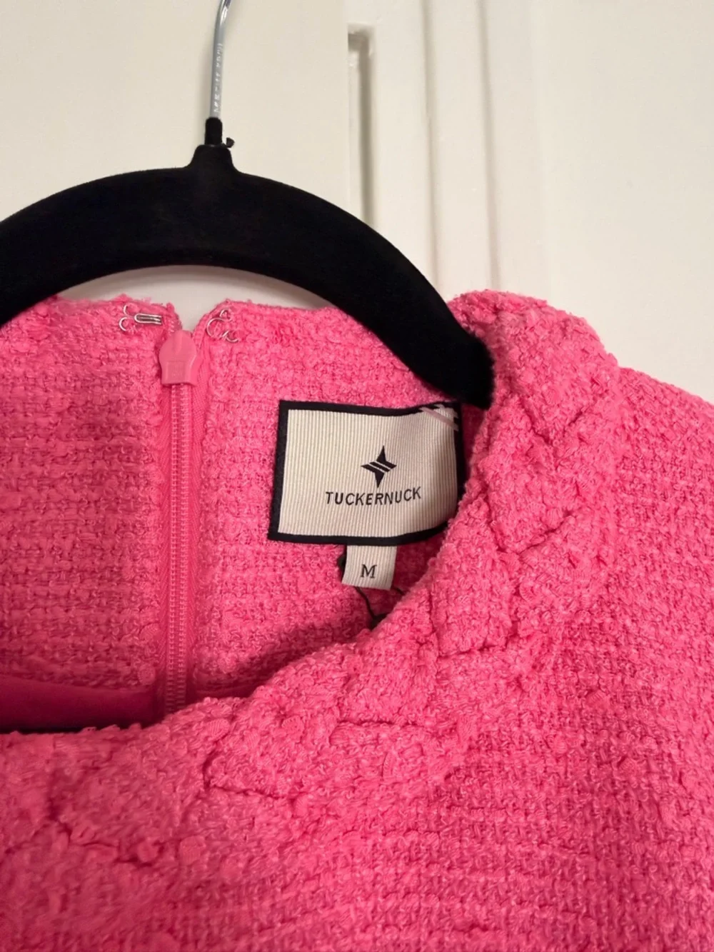 Tuckernuck Hot Pink Bouclé Dress with Braided Collar - Picture 2 of 3